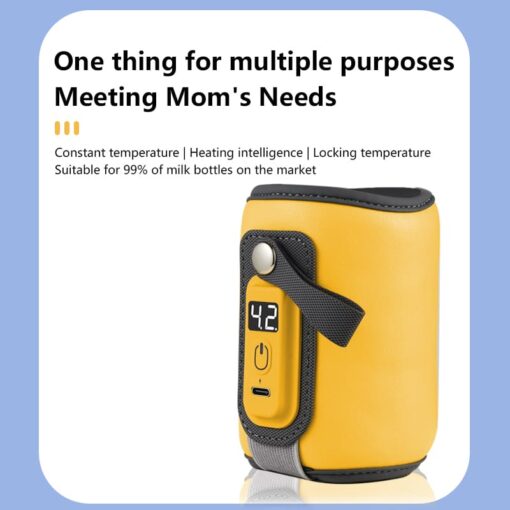 StarAndDaisy Portable Bottle Warmer Cover With 5-speed Adjustment, Quick USB Charging Baby Feeding Bottle Warmer - Yellow - Image 9