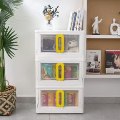StarAndDaisy Kids Wardrobe | Storage Cabinet | Portable Almira with Drawers & Convertible Design (3 Stackable Cuboids - 72 Lt | Yellow)