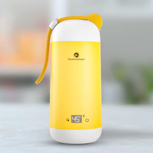 StarAndDaisy Portable Warming Bottle, Heated Flask with 3 Temperature Modes, Quick USB Charging & Fast Boil - Yellow