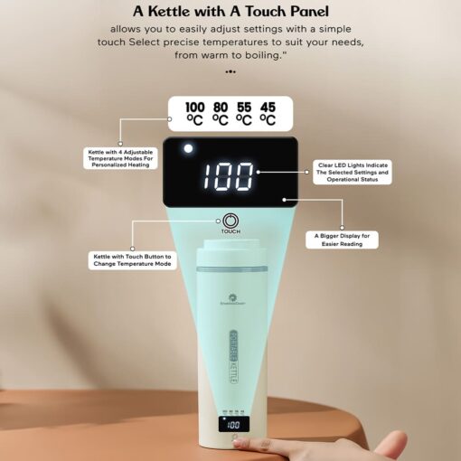 StarAndDaisy Portable Electric Kettle with Temperature Control & Multiple Heating Modes & Three Layer Cool Touch Exterior Surface - (550 ML -White) - Image 3