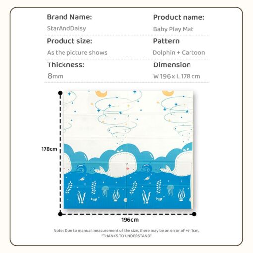 StarAndDaisy Waterproof Floor Mat for Toddlers, Infants Playmat Learning & Crawling for Babies - Jungle & Dolphin Print - 8mm Thickness - Image 10