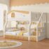 StarAndDaisy Premium White Bunk Bed for Kids with Ladder Cabinets