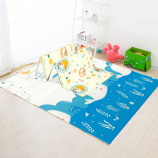 StarAndDaisy Waterproof Floor Mat for Baby, Infants Playmat Learning & Crawling for Babies - Jungle & Dolphin Print - 6mm
