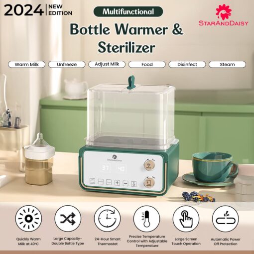 StarAndDaisy Multifunctional Bottle Warmer & Sterilizer with LCD Temperature Display, Quick Warm Milk for Baby Feeding - Green - Image 2