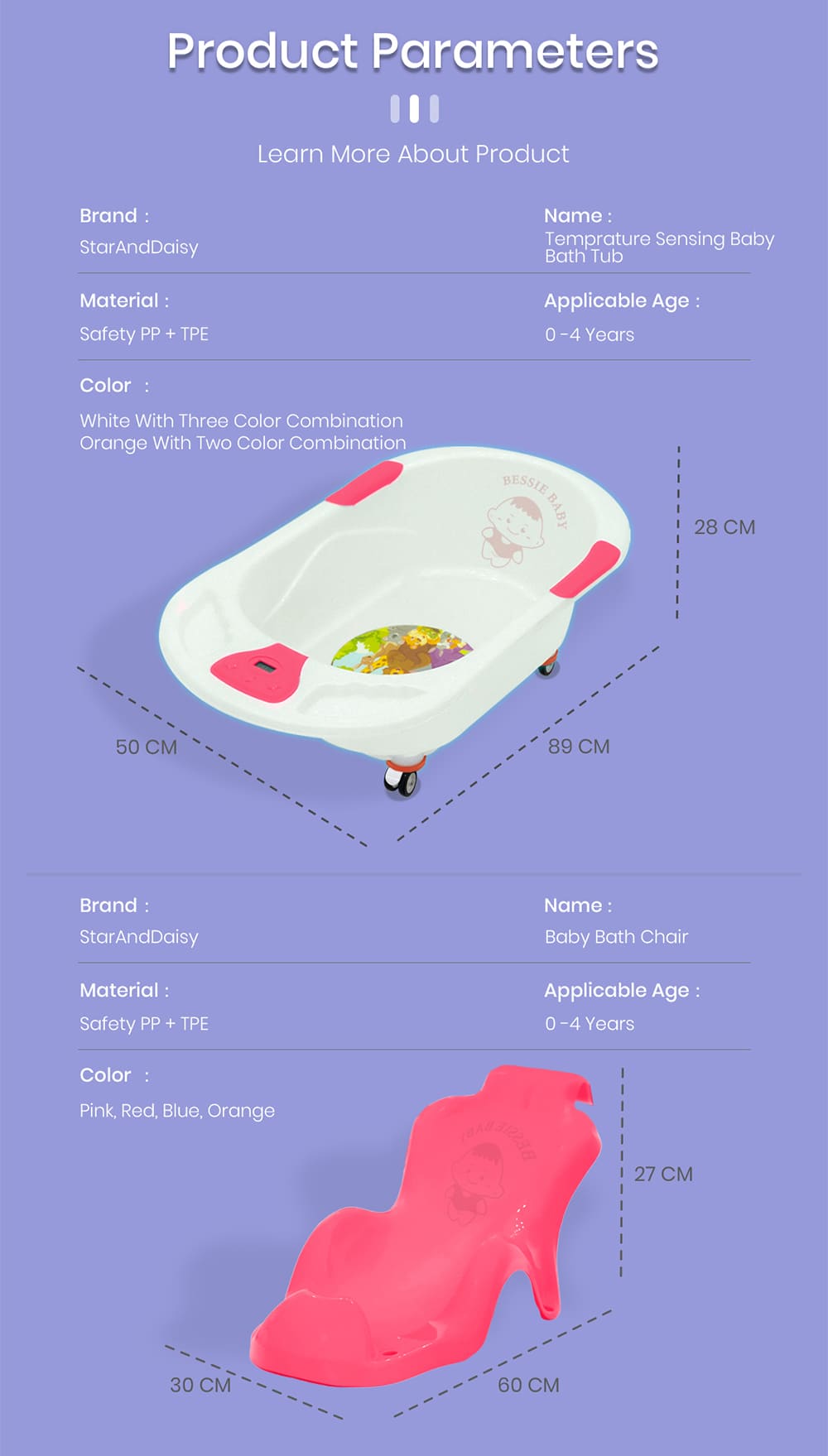 Specification of Baby Bath Tub