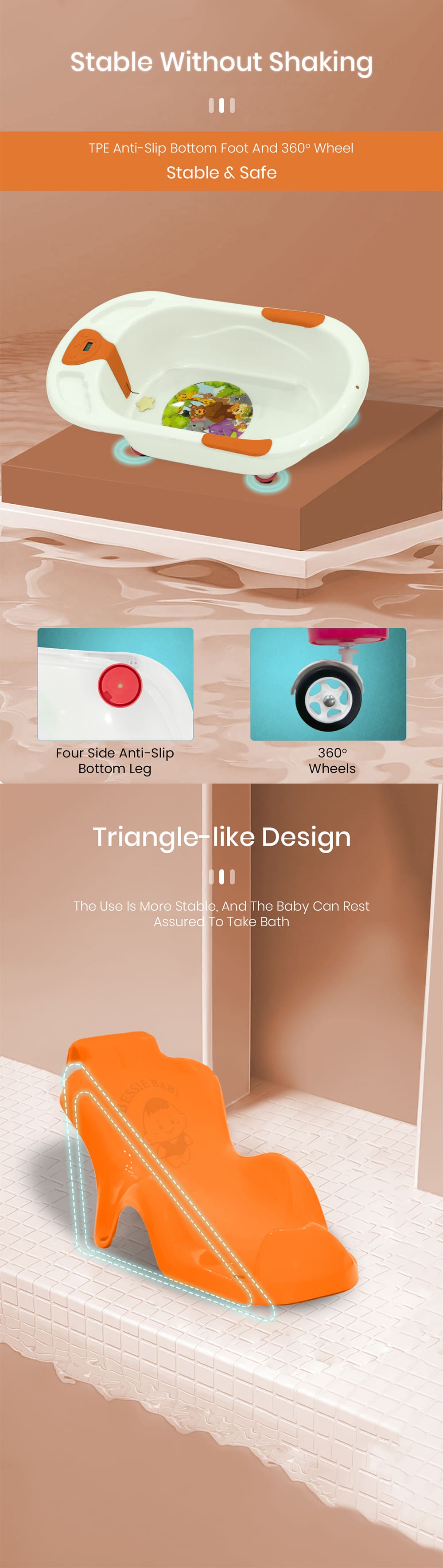 Baby Bath Tub with Tempereature Sensing