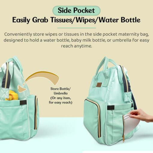 StarAndDaisy Trendy Maternity Backpack, Waterproof  Diaper Bags for Moms Travel with Spacious Compartments - Green - Image 11