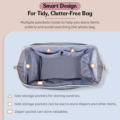 StarAndDaisy Diaper Bag for Moms & Babies, Waterproof Maternity Backpack for Travel with Spacious Compartments - Pink Grey - Image 7