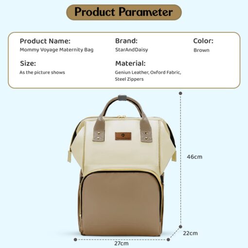 StarAndDaisy Premium Maternity Bag, Diaper Backpack with Various Sized Pockets & Extra Insulated Pocket - Brown - Image 6