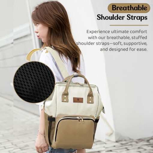 StarAndDaisy Premium Maternity Bag, Diaper Backpack with Various Sized Pockets & Extra Insulated Pocket - Brown - Image 10