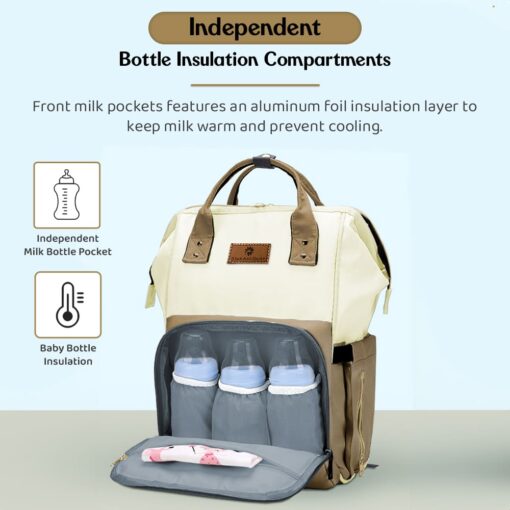 StarAndDaisy Premium Maternity Bag, Diaper Backpack with Various Sized Pockets & Extra Insulated Pocket - Brown - Image 5