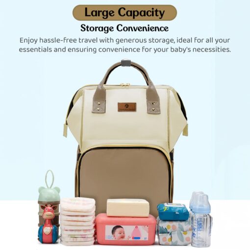 StarAndDaisy Premium Maternity Bag, Diaper Backpack with Various Sized Pockets & Extra Insulated Pocket - Brown - Image 4