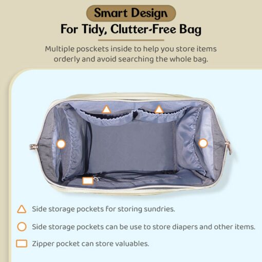 StarAndDaisy Premium Maternity Bag, Diaper Backpack with Various Sized Pockets & Extra Insulated Pocket - Brown - Image 8